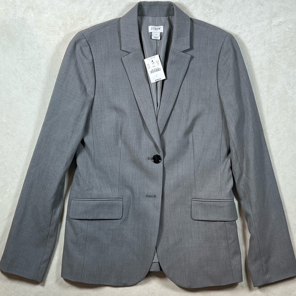 NWT J. Crew Blazer Size 4 Gray 2 Button Single Vent Classic Chic Business Coat - Picture 2 of 15
